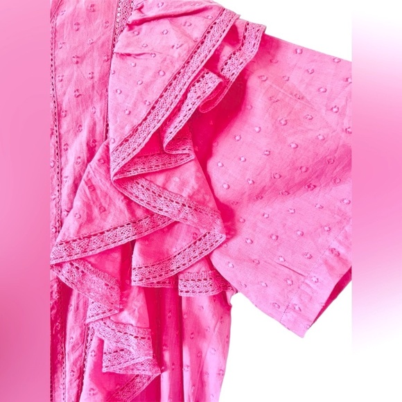 LOVESHACKFANCY NATASHA DRESS IN VIVID PINK NEW SIZE LARGE NWT - Picture 7 of 14